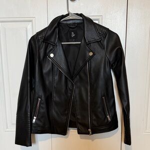 Girls Black Faux Leather Jacket